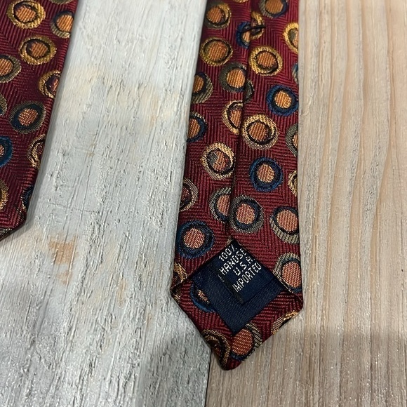 LANDS END SILK TIE,57X3.75" WIDE Dark Red Multi Colored - Picture 7 of 7